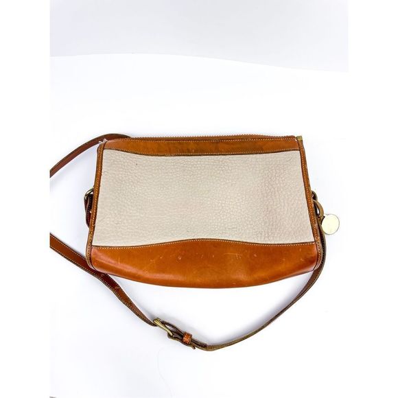 Dooney and Bourke Vintage Ivory and Tan Leather Crossbody Bag - Picture 7 of 12